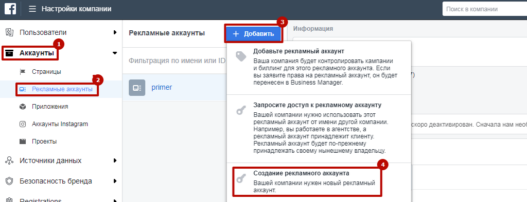 Доступ в рекламный кабинет ФБ. Business Manager