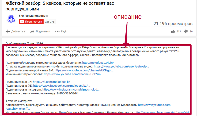 Продвижение в YouТube. Описание