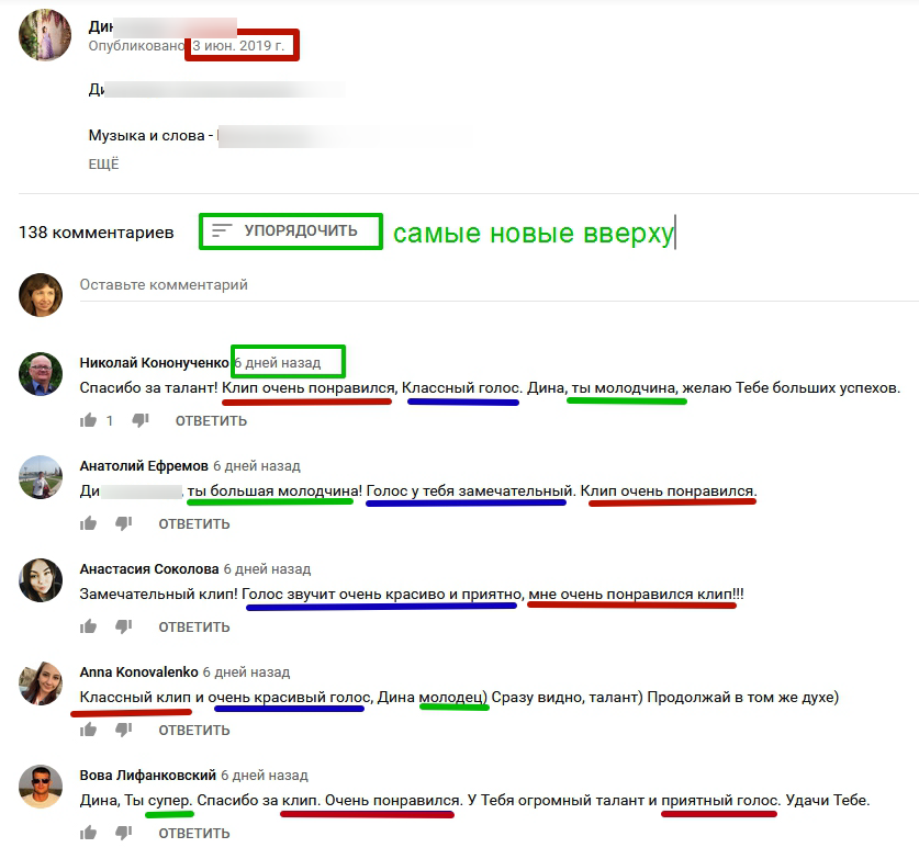 Продвижение в YouTube. Про отзывы